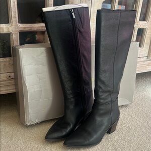 Franco Sarto Black Leather Knee-High Boots